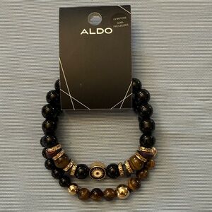 Aldo Black and Gold Gemstone Bracelet Set